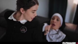 Futanari Nuns - Eden Ivy & Nathaly Cherie Anal Creampie