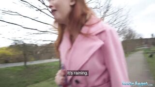 Redhead Student Takes the Cash, the Deepthroat, and a Face Full of Cum - Public Agent