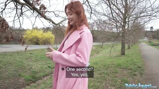 Redhead Student Takes the Cash, the Deepthroat, and a Face Full of Cum - Public Agent