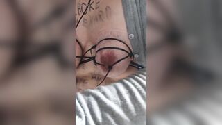 Body writing humilation on a plump body. Part three