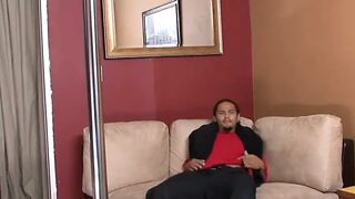 Black mother I'd like to fuck with soaked tits groans with enjoyment whilst this babe gets nailed on the sofa
