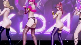 [MMD] Black Pink - how you like that Nude Vers. Ahri Akali Evelynn Kaisa 3D Erotic Dance