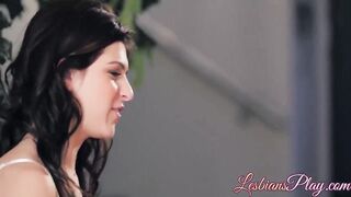 Horny lesbians Stefanie Joy and Lea Ghotti playing with toys