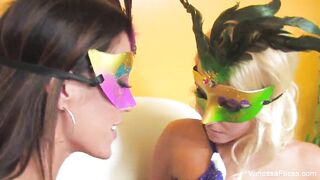 Masquerade lesbian fun with Vanessa Cage & Capri Cavanni