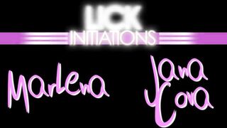 Lusty blonde bends over so brunette can fuck her with a dildo