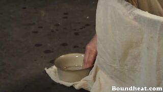Solo slave girl bathing and oiling herself