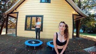 Piper Blush and Charlotte Blush on Trampoline, NO BRA