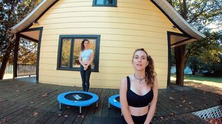 Piper Blush and Charlotte Blush on Trampoline, NO BRA