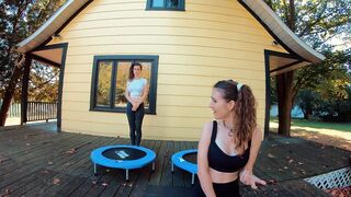 Piper Blush and Charlotte Blush on Trampoline, NO BRA