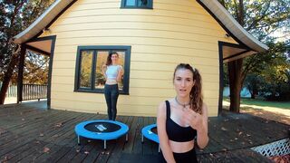 Piper Blush and Charlotte Blush on Trampoline, NO BRA