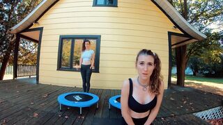 Piper Blush and Charlotte Blush on Trampoline, NO BRA