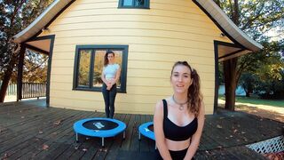 Piper Blush and Charlotte Blush on Trampoline, NO BRA