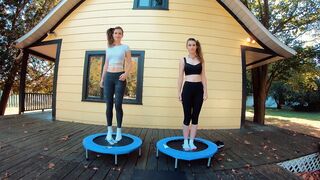 Piper Blush and Charlotte Blush on Trampoline, NO BRA