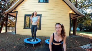 Piper Blush and Charlotte Blush on Trampoline, NO BRA