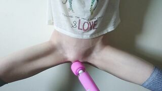 she cums so hard she can barely stand - loud intense orgasm