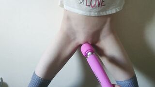she cums so hard she can barely stand - loud intense orgasm
