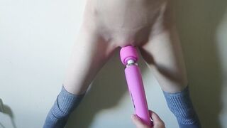 she cums so hard she can barely stand - loud intense orgasm