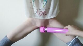 she cums so hard she can barely stand - loud intense orgasm