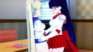 Sailor moon gets her pussy eaten by sailor mars, trib orgasm.
