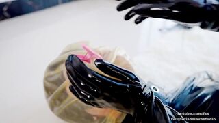 Latex lesbian breathplay with vcuum bag Part 2