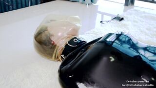 Latex lesbian breathplay with vcuum bag Part 2