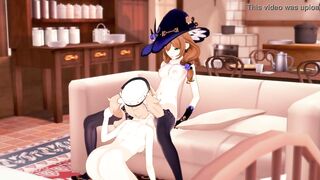 Lisa gets her pussy eaten before scizzoring with Barbara. Genshin Impact Lesbian Hentai.