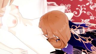 Lisa gets her pussy eaten before scizzoring with Barbara. Genshin Impact Lesbian Hentai.