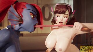 Deep Kissing Part 2: Role Switch - D.va & Undyne Tongue Play - Ayasz