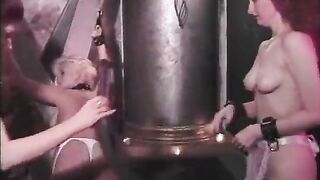 Gorgeous lesbians in beautiful lingerie have hard BDSM sex in the dungeon