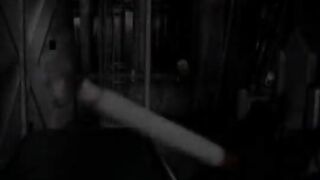 Two lecherous lesbians in leather lingerie bondage a slim brunette with small breasts