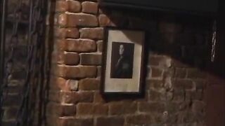 Two mature lesbians tie a hot street slut to the bar and spank her hard ass