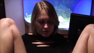 Worthless dumb German blonde cunt get fucked with a strapon