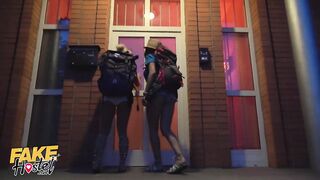 Fake Hostel French girl with massive tits gets in on a threesome between Russian and Italian