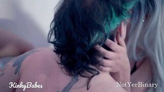 Passionate Queer Threesome Leads to Double Strapping Fun Ft NotYerBinary: Amateur Queer Kinky Babes