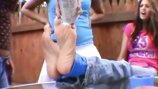 Lexis dirty feet get tape tied, creamed and licked