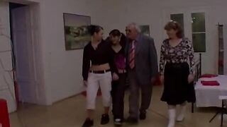 Hot babes suck grandpa's cock