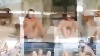 Six naked teens by the pool from Russia