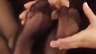 pantyhose lesbian feet massage