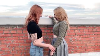 Girlfriends having Sex on the Roof