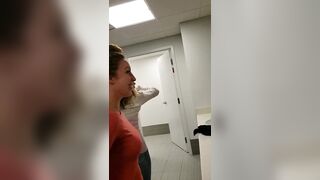 MFF Breastfeeding Squirting Threeway in a Public Restroom