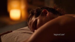 Lesbian fingering in a massage video