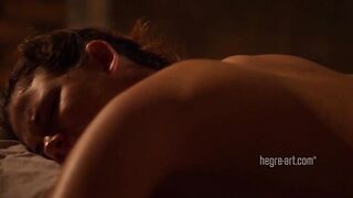 Lesbian fingering in a massage video