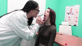 Doctor ana does a special oral examination for terra