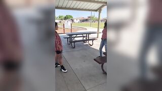 Mexican Girl gives her Friend a Spanking Bending over the Table