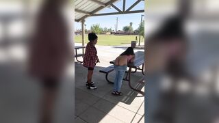 Mexican Girl gives her Friend a Spanking Bending over the Table