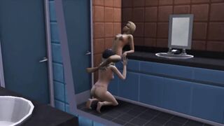 Lesbian Sex in the Toilet of the City Library - Porn Cartoon