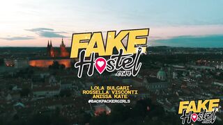 Fake Hostel - Lesbian threesome with hot Italian, Russian and French girls