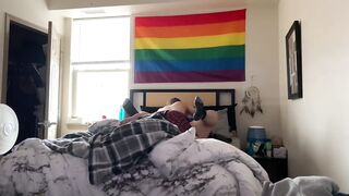 Fucking girlfriend while roommate is home. Real lesbian couple