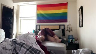 Fucking girlfriend while roommate is home. Real lesbian couple