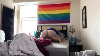 Fucking girlfriend while roommate is home. Real lesbian couple